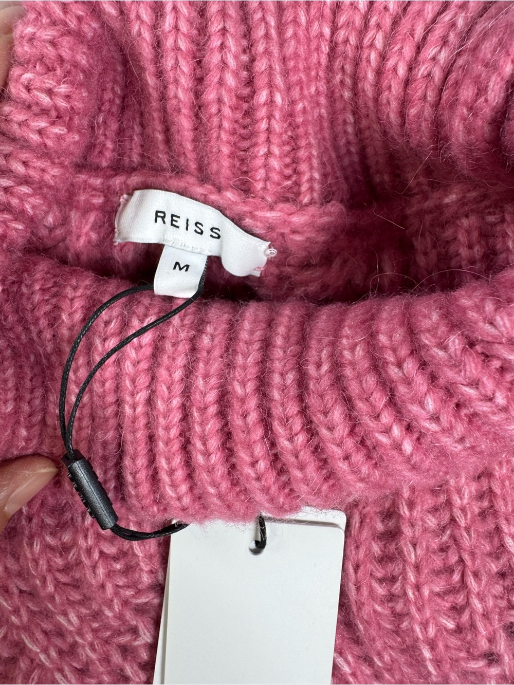 REISS Ola Sweater Womens M NWT Pink Oversized Cable Knit Wool Alpaca Turtleneck - Picture 7 of 14